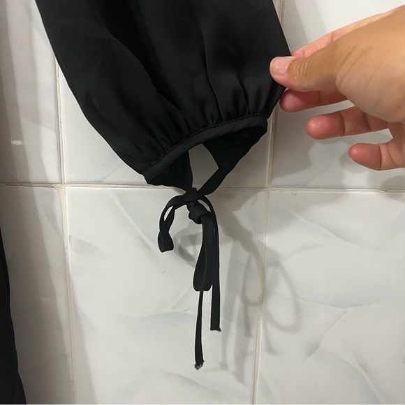 Vintage Amanda Uprichard M Long Sleeve V Neck Black Chic Minimalist Mini Dress - Picture 3 of 7